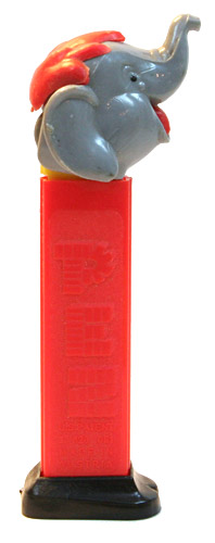 PEZ - Circus - Big Top Elephant (with Hair) - Gray/Red/Red