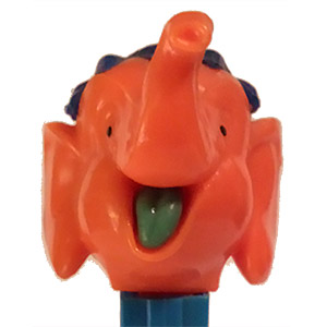 PEZ - Circus - Big Top Elephant (with Hair) - Orange/Blue/Green