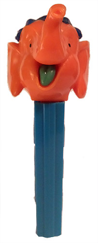 PEZ - Circus - Big Top Elephant (with Hair) - Orange/Blue/Green