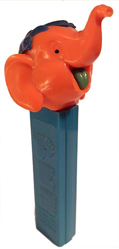 PEZ - Circus - Big Top Elephant (with Hair) - Orange/Blue/Green