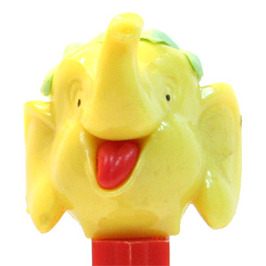 PEZ - Circus - Big Top Elephant (with Hair) - Yellow/Aqua/Red