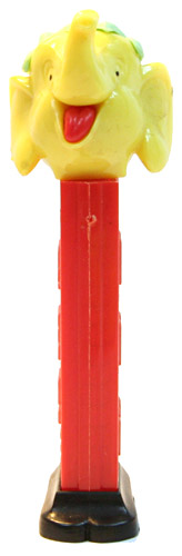 PEZ - Circus - Big Top Elephant (with Hair) - Yellow/Aqua/Red