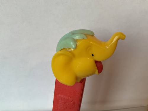 PEZ - Circus - Big Top Elephant (with Hair) - Yellow/Aqua/Red