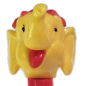 PEZ - Circus - Big Top Elephant (with Hair) - Yellow/Red/Red