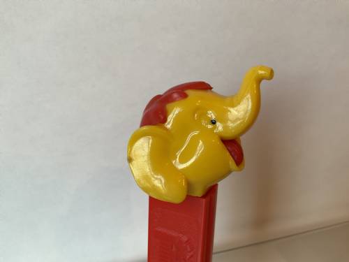 PEZ - Circus - Big Top Elephant (with Hair) - Yellow/Red/Red