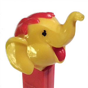 PEZ - Circus - Big Top Elephant (with Hair) - Yellow/Red/Red