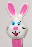 PEZ - Easter - Bunny - White head, two whiskers, purple ears - E