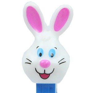 PEZ - Easter - Bunny - White head, two whiskers, purple ears - E