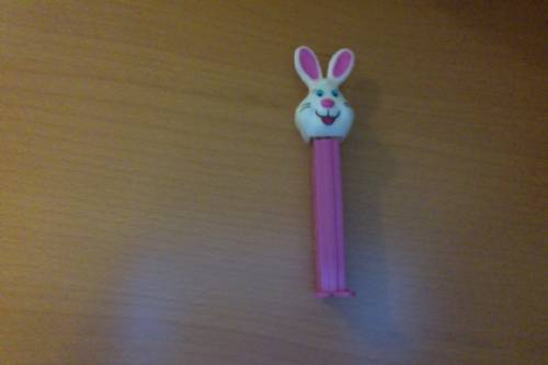 PEZ - Easter - Bunny - White head, two whiskers, purple ears - E