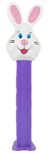 PEZ - Easter - Bunny - White head, two whiskers, purple ears - E