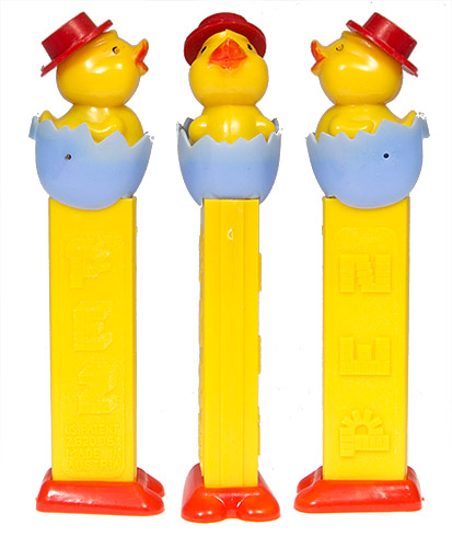 PEZ - Easter - Chick with Hat - Light Blue Eggshell - B