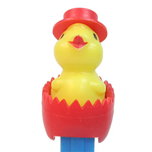 PEZ - Easter - Chick with Hat - Red Eggshell - D