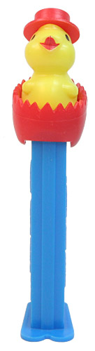 PEZ - Easter - Chick with Hat - Red Eggshell - D