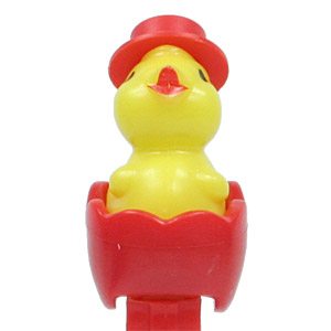 PEZ - Easter - Chick with Hat - Red Eggshell - E