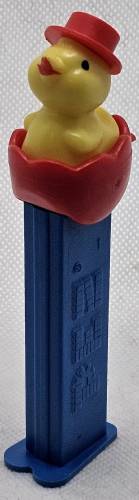 PEZ - Easter - Chick with Hat - Red Eggshell - E
