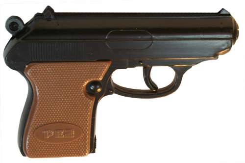 PEZ - Guns - Candy Shooter - Black with Brown Grip