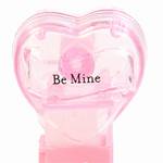 PEZ - Be Mine  Nonitalic Black on Crystal Pink on White hearts on pink
