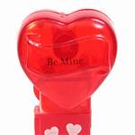 PEZ - Be Mine  Nonitalic Black on Crystal Red on White hearts on red