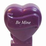 PEZ - Be Mine  Italic White on Dark Purple on White hearts on dark purple