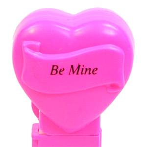 PEZ - Hearts - Valentine - Be Mine - Italic Black on Hot Pink