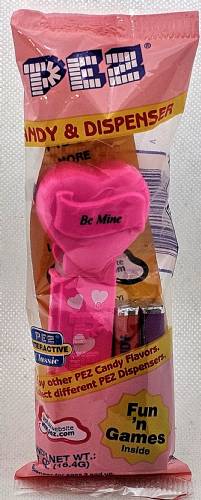PEZ - Hearts - Valentine - Be Mine - Italic Black on Hot Pink