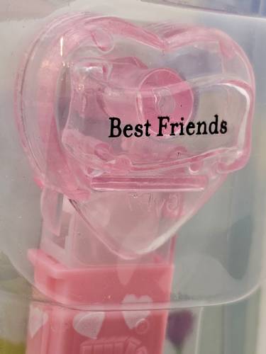 PEZ - Valentine - Best Friends - Nonitalic Black on Crystal Pink
