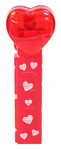 PEZ - Valentine - Best Friends - Nonitalic Black on Crystal Red