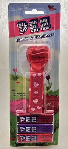 PEZ - Valentine - Best Friends - Nonitalic Black on Crystal Red