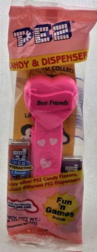 PEZ - Hearts - Valentine - Best Friends - Italic Black on Hot Pink