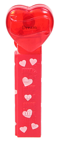 PEZ - Hearts - Valentine - Dream - Nonitalic Black on Crystal Red