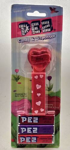 PEZ - Hearts - Valentine - Dream - Nonitalic Black on Crystal Red