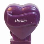 PEZ - Dream  Italic White on Dark Purple on White hearts on dark purple