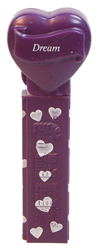 PEZ - Hearts - Valentine - Dream - Italic White on Dark Purple