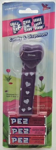 PEZ - Hearts - Valentine - Dream - Italic White on Dark Purple