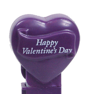 PEZ - Valentine - Happy Valentine's Day - Italic White on Dark Purple