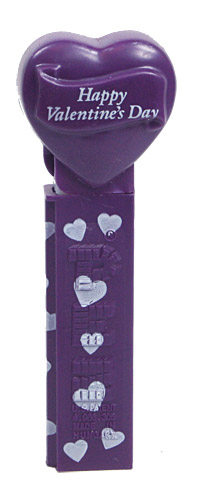 PEZ - Valentine - Happy Valentine's Day - Italic White on Dark Purple