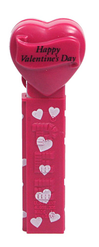 PEZ - Valentine - Happy Valentine's Day - Italic Black on Maroon