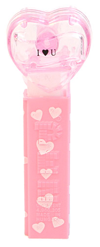 PEZ - Valentine - I ♥ U - Nonitalic Black on Crystal Pink