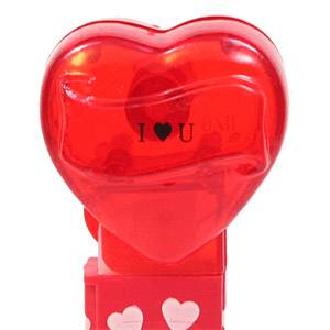 PEZ - Valentine - I ♥ U - Nonitalic Black on Crystal Red