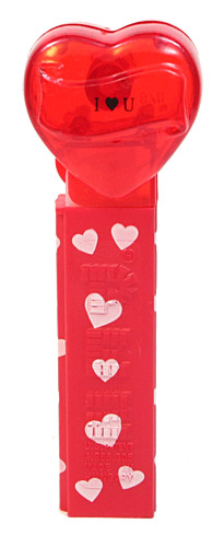 PEZ - Valentine - I ♥ U - Nonitalic Black on Crystal Red