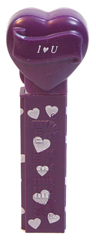 PEZ - Valentine - I ♥ U - Italic White on Dark Purple
