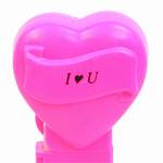 PEZ - I ♥ U  Italic Black on Hot Pink on White hearts on hot pink