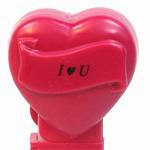 PEZ - I ♥ U  Italic Black on Maroon on White hearts on maroon