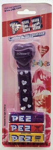 PEZ - Valentine - I Choose U - Italic White on Dark Purple