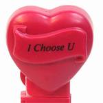 PEZ - I Choose U  Italic Black on Maroon on White hearts on maroon