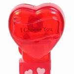 PEZ - I Choose You  Nonitalic Black on Crystal Red on White hearts on red