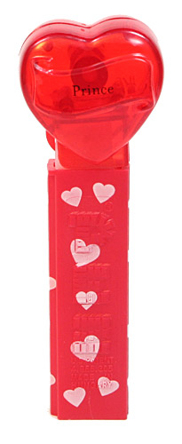 PEZ - Hearts - Valentine - Prince - Nonitalic Black on Crystal Red