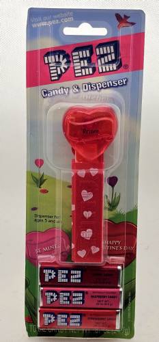 PEZ - Hearts - Valentine - Prince - Nonitalic Black on Crystal Red