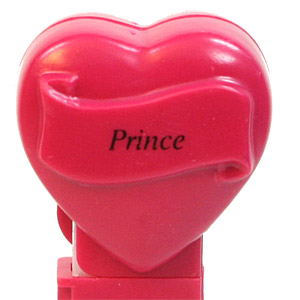 PEZ - Hearts - Valentine - Prince - Italic Black on Maroon