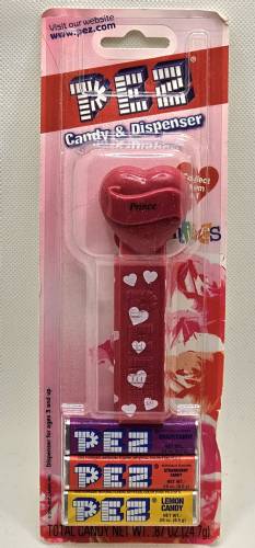 PEZ - Hearts - Valentine - Prince - Italic Black on Maroon